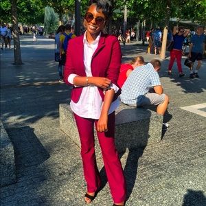 Flared leg burgundy suit